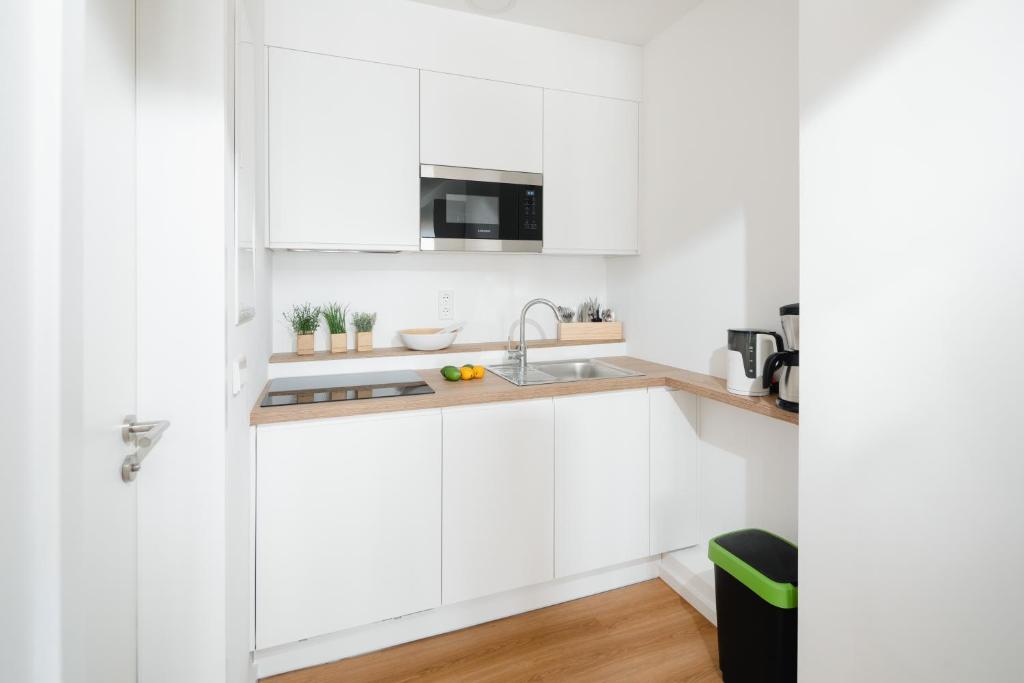 Kuchyň nebo kuchyňský kout v ubytování Ferienhaus Papenfuß