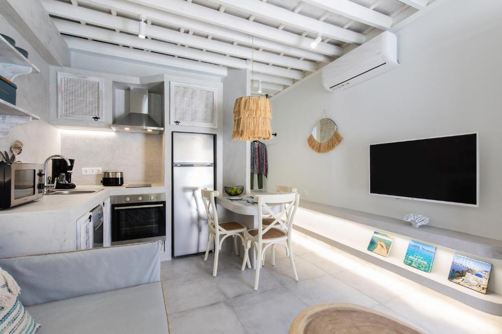 A kitchen or kitchenette at Thalassa Luxury Studios Lindos