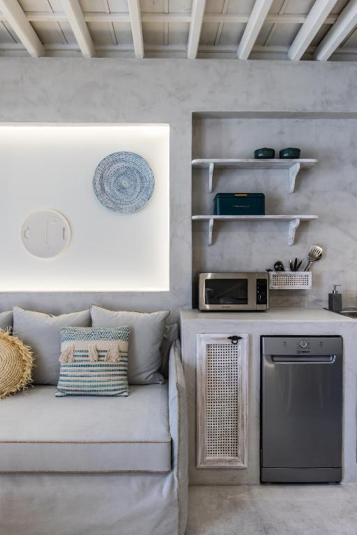 A kitchen or kitchenette at Thalassa Luxury Studios Lindos