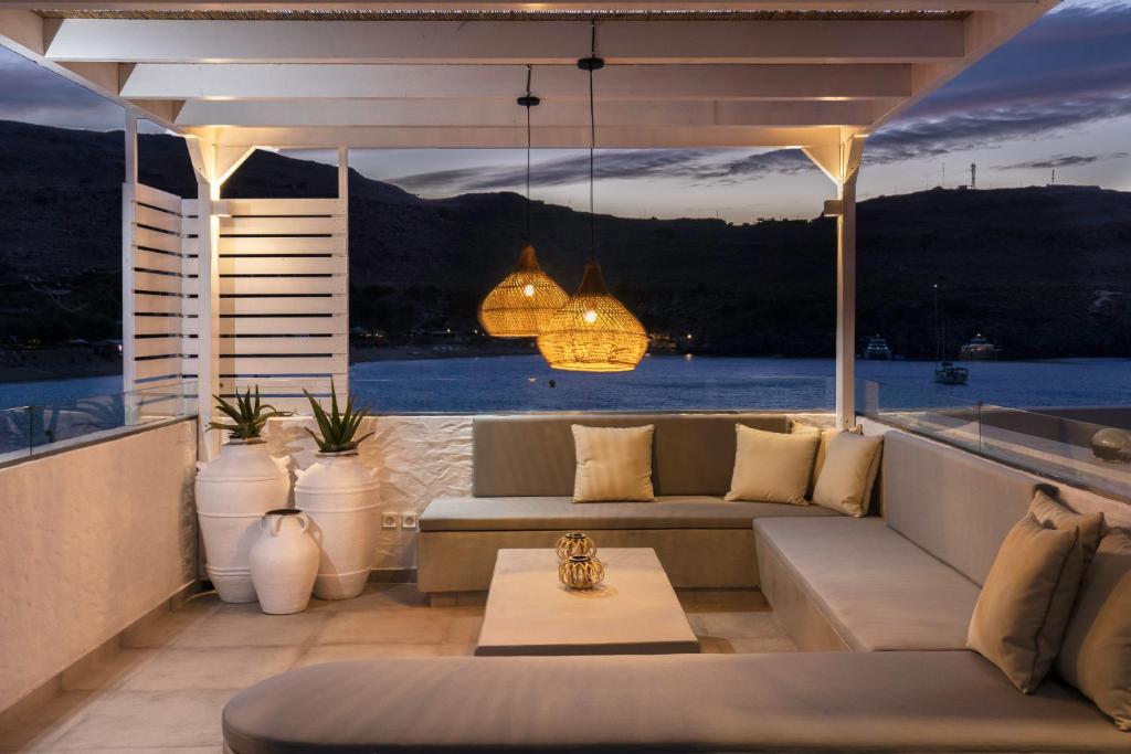 A seating area at Thalassa Luxury Studios Lindos