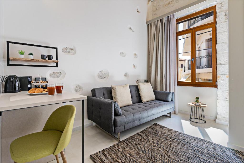 Posezení v ubytování Mitos-Suites