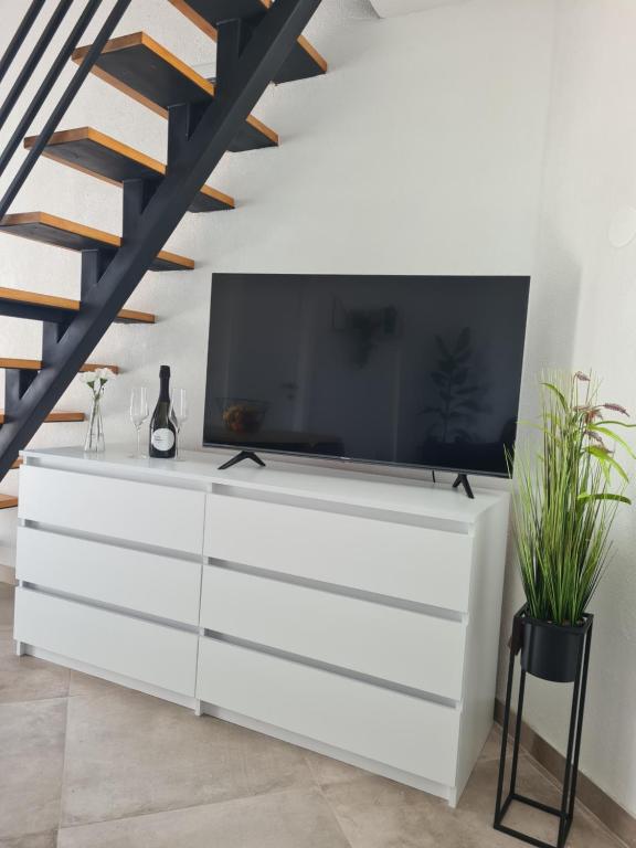 TV a/nebo společenská místnost v ubytování Studio Apartman ''IN''