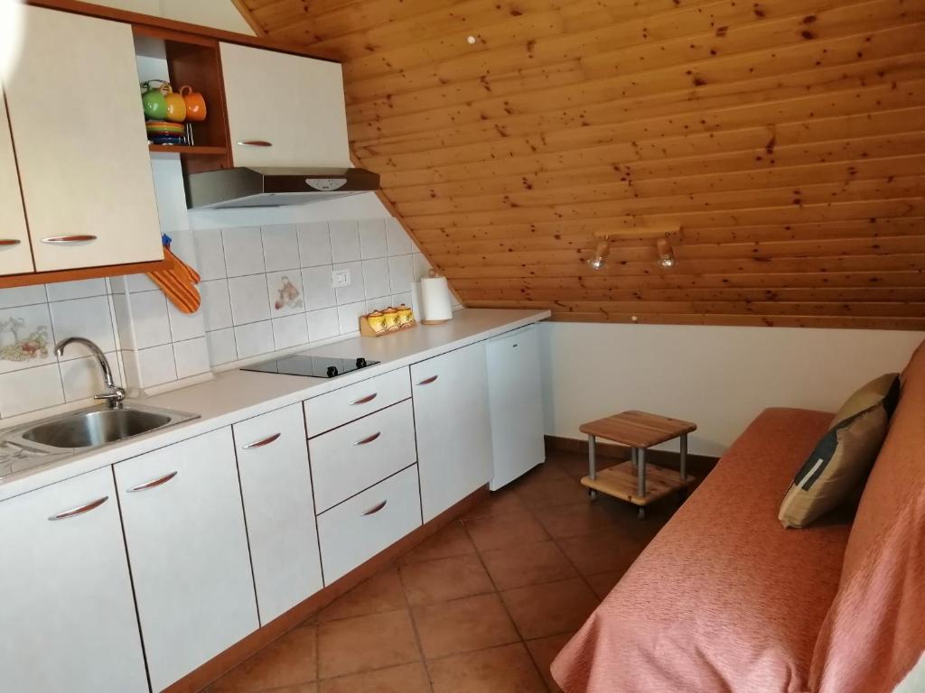 Kuchyň nebo kuchyňský kout v ubytování Počitniško stanovanje PLANJA