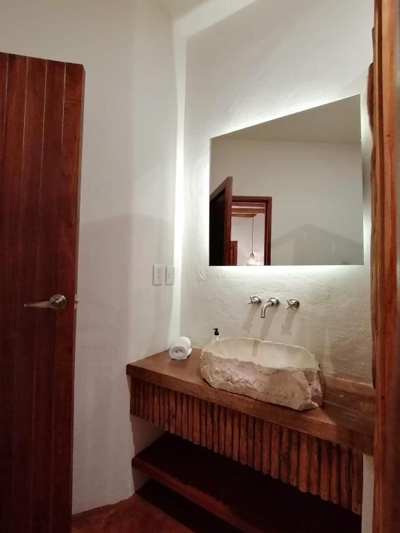 Letto o letti in una camera di Casa Mech