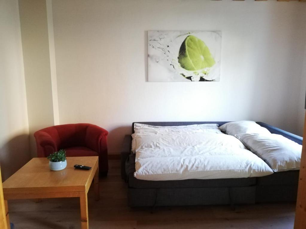 Postel nebo postele na pokoji v ubytování Alte Innbrücke