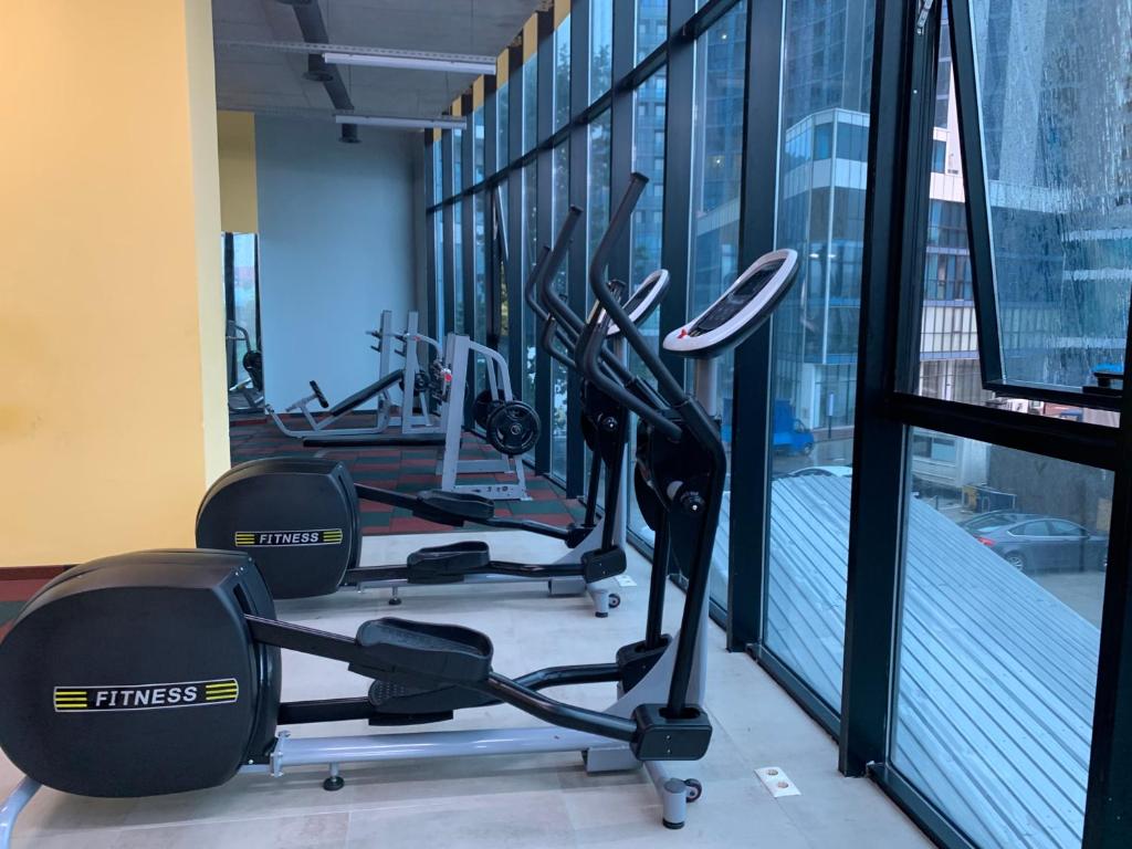 Fitness centrum a/nebo fitness zařízení v ubytování New Wave Hotel