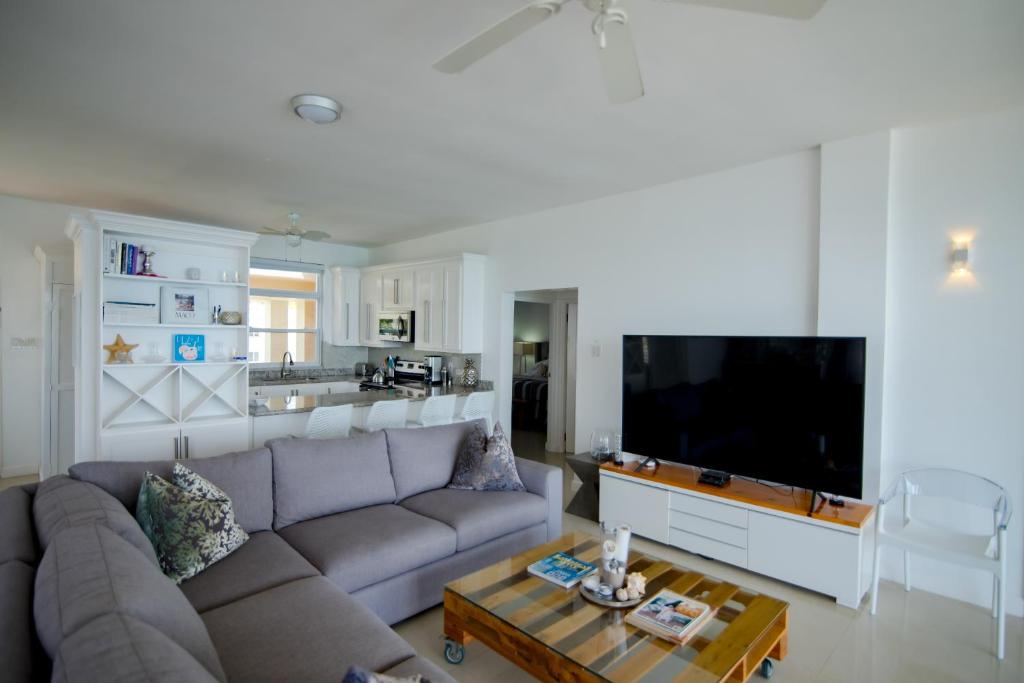 TV a/nebo společenská místnost v ubytování Ocho Rios Penthouse at Whispering Seas