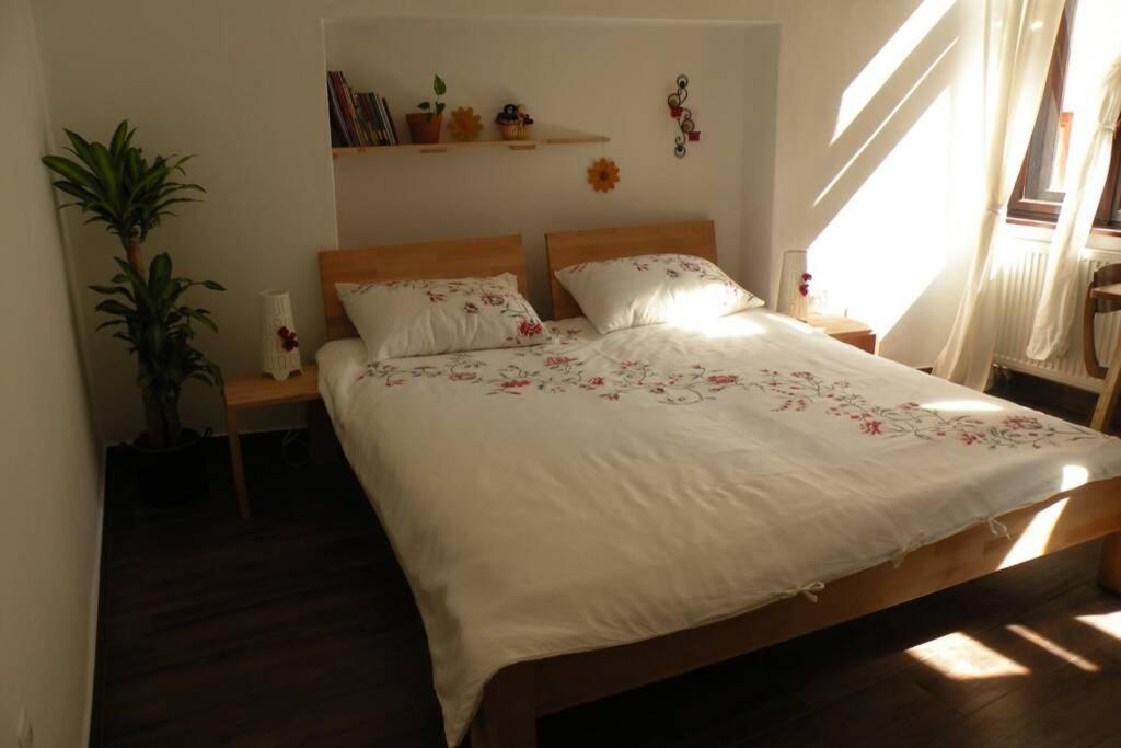 Postel nebo postele na pokoji v ubytování Pr' Anžinu v Tolminu
