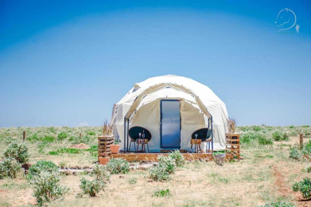 a yurt in the middle of the desert at Amanya 1-Bed Leopard Family with Mt Kilimanjaro vi in Amboseli