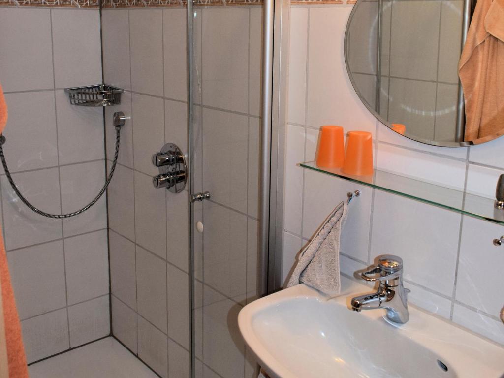 Koupelna v ubytování Gaestehaus Grau