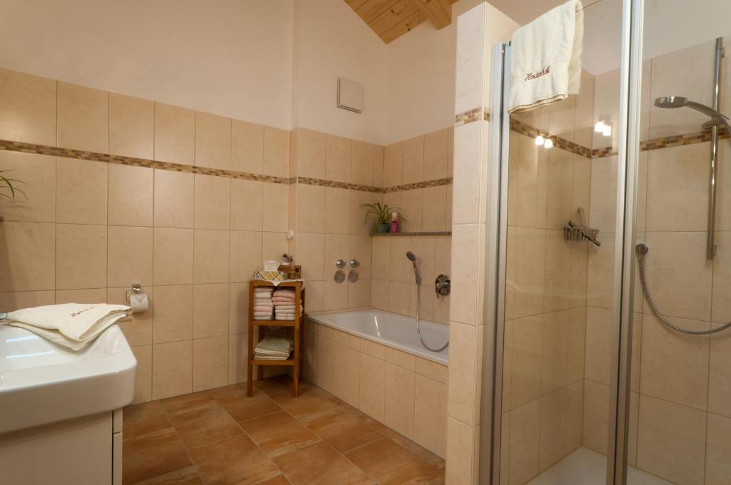 Koupelna v ubytování Hoderhof