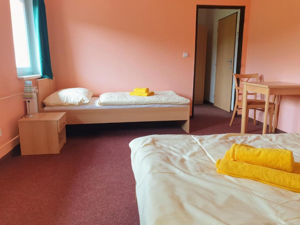 Postel nebo postele na pokoji v ubytování Penzion Lumis