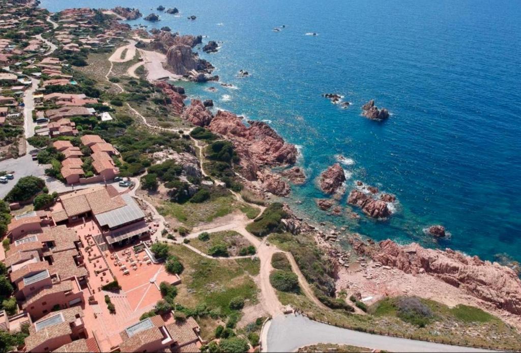 an aerial view of a beach and the ocean at Appartamento vista mare Maya 2 in Costa Paradiso