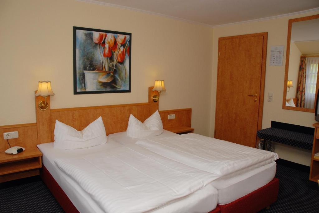 Postel nebo postele na pokoji v ubytování Hotel Alte Schule