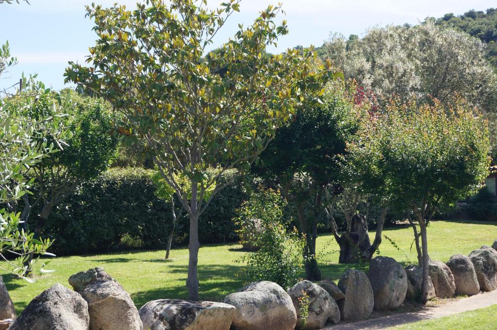 a row of rocks and trees in a park at Les Jardins De Santa Giulia - Charmante chambre d'hôte in Porto-Vecchio