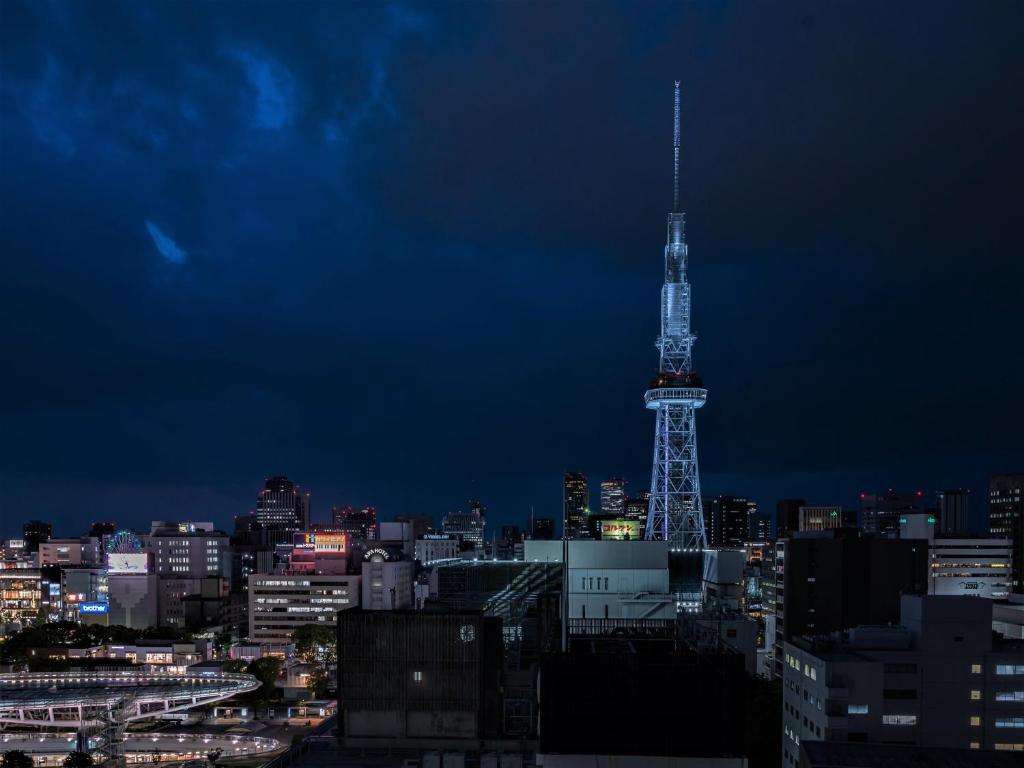 Uma vista geral de Nagoya ou a vista da cidade a partir do hotel