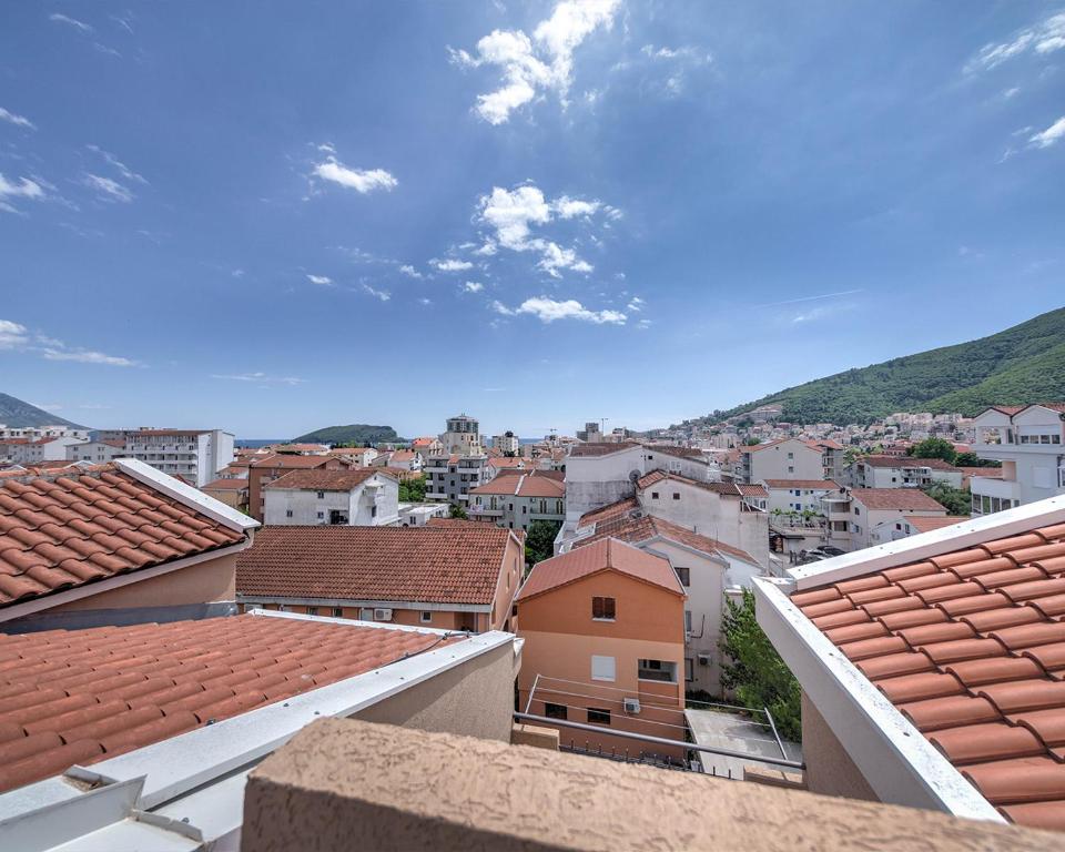 une vue sur une ville depuis les toits des bâtiments dans l'établissement Apartments Pedja Zec, à Budva