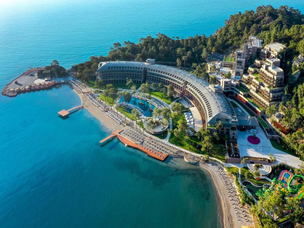 an aerial view of the disney resort in the ocean at NG Phaselis Bay in Kemer