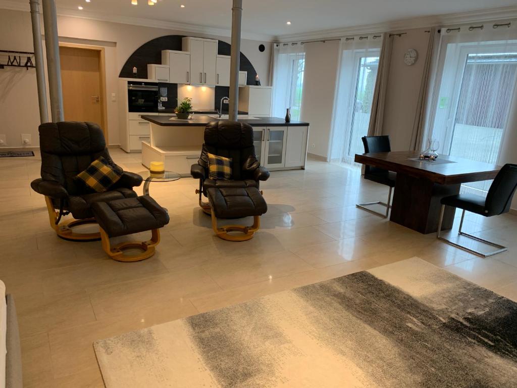 Kuchyň nebo kuchyňský kout v ubytování Gästezimmer & Appartement Elskop