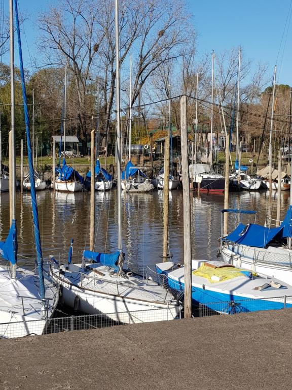 un grupo de barcos atracados en un puerto deportivo en La Ribera Home & holidays en Martínez