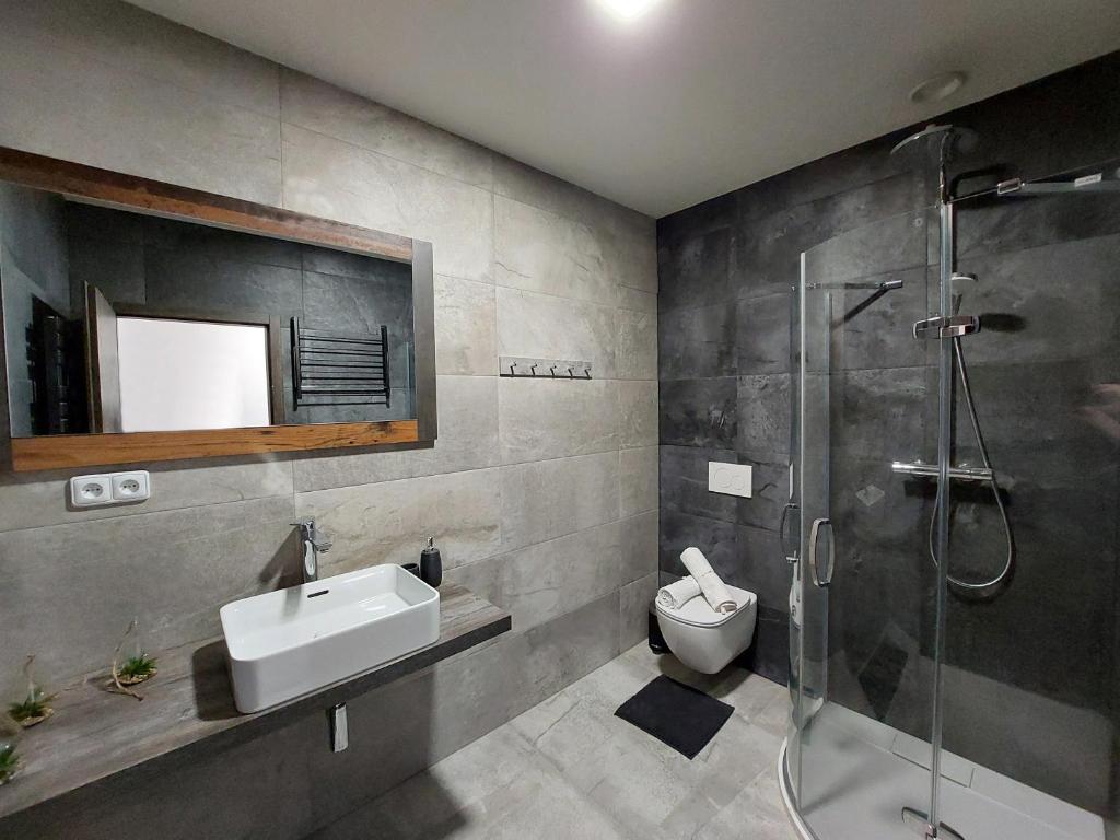 Koupelna v ubytování Apartmán Rezidence Javor Železná Ruda