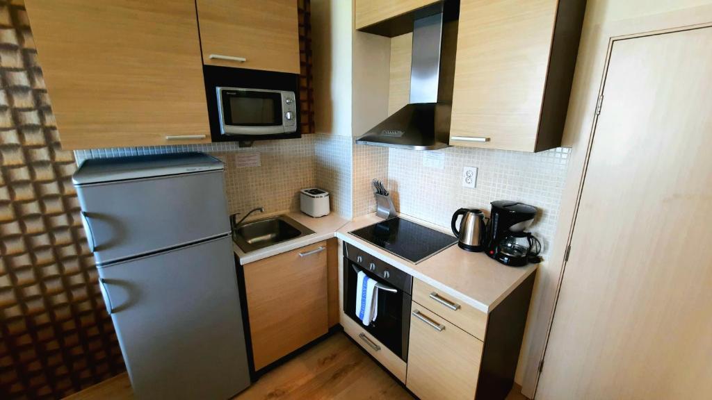 Kuchyň nebo kuchyňský kout v ubytování Obzor Beach Resort Apartment G-109