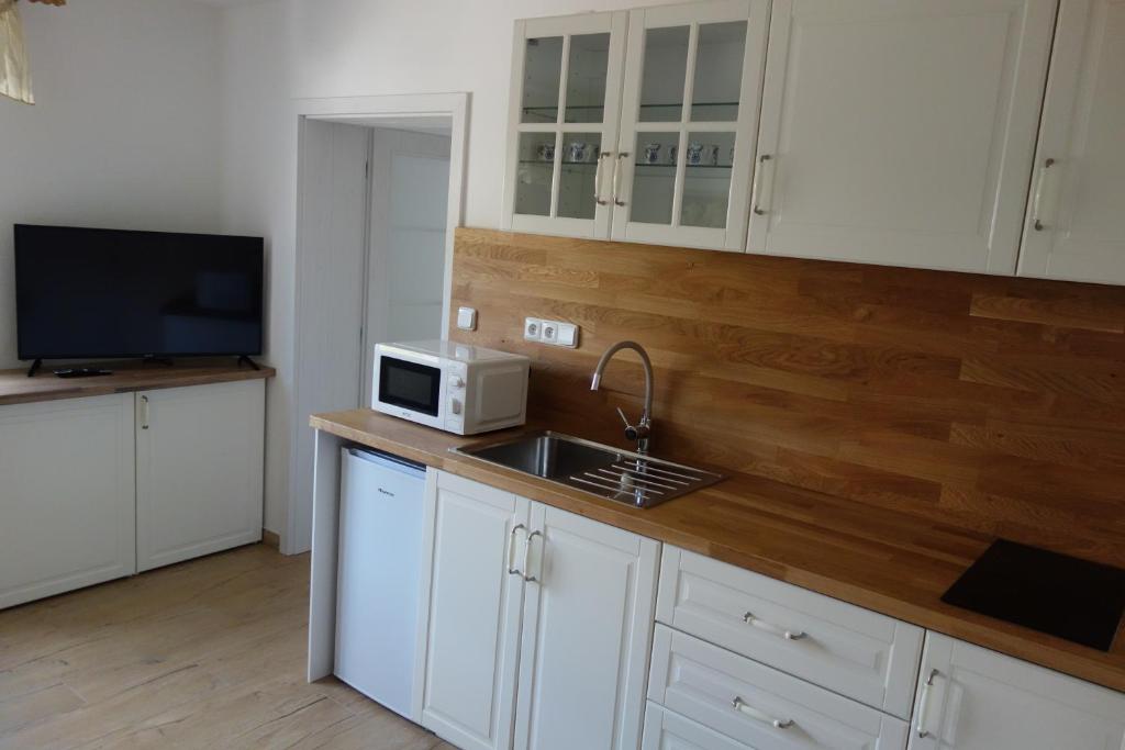Kuchyňa alebo kuchynka v ubytovaní Apartmány pod Soláněm