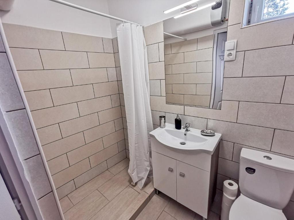 Koupelna v ubytování Greenfield Apartman