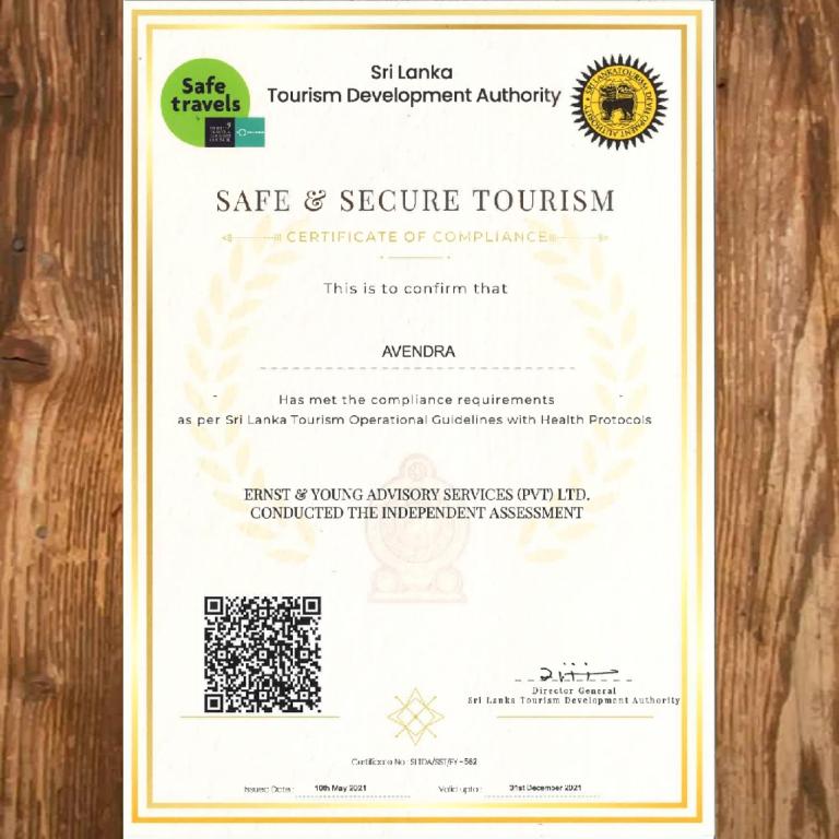 Certifikát, hodnocení, plakát nebo jiný dokument vystavený v ubytování Guest Inn Avendra