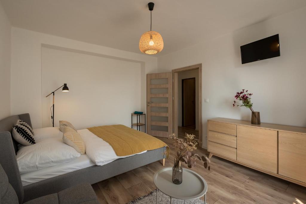TV a/nebo společenská místnost v ubytování Symple apartments