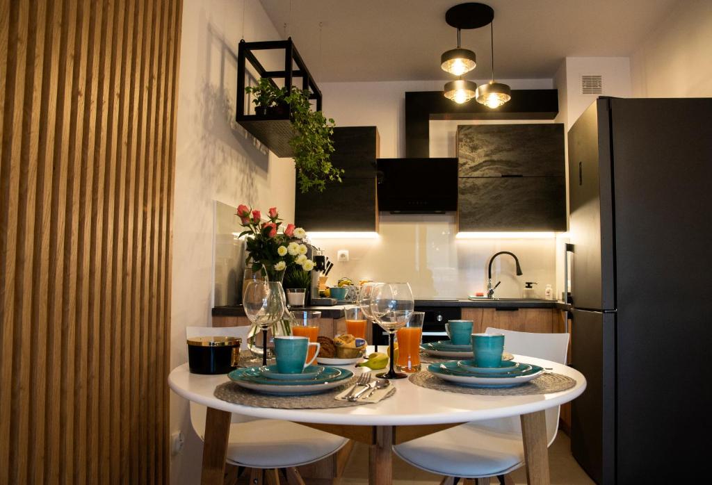 Kuchyň nebo kuchyňský kout v ubytování APARTAMENT BIESZCZADY