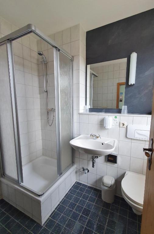 Koupelna v ubytování Hotel Zittauer Hütte