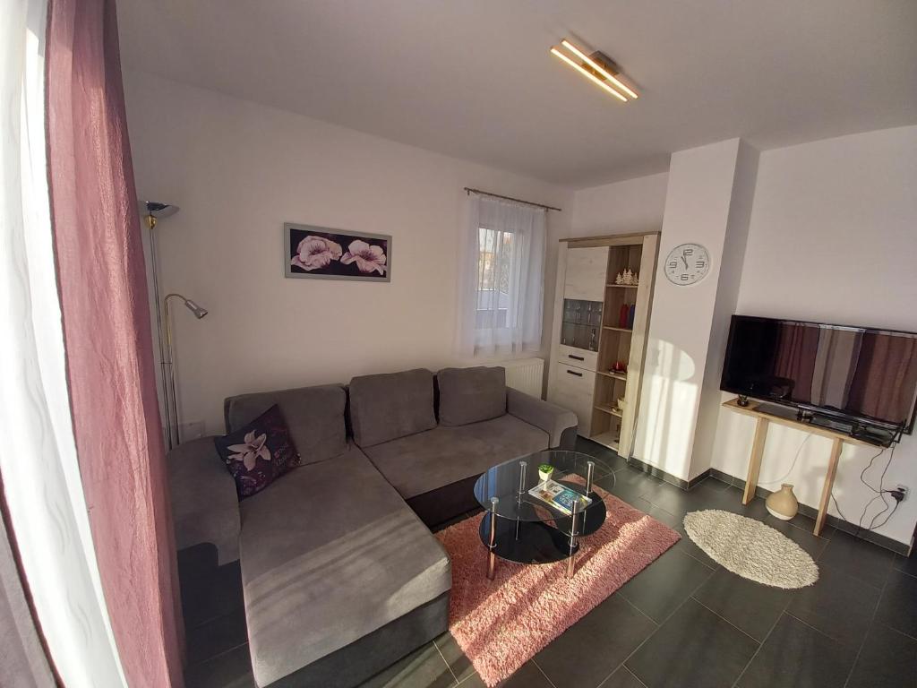 Telewizja i/lub zestaw kina domowego w obiekcie Laura Luxury Apartman Gyenesdiás