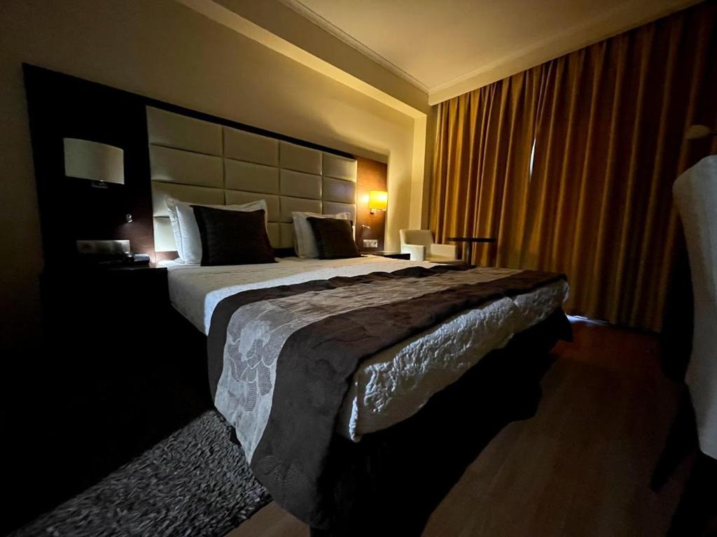 a bedroom with a large bed in a hotel room at Europa Hotel in Kastoria