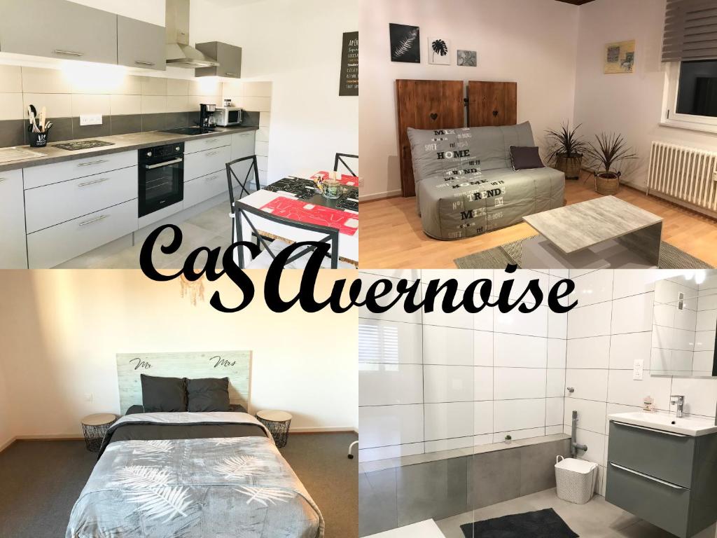 eine Collage mit Fotos von einer Küche und einem Apartment in der Unterkunft CasaSavernoise O SONHO in Saverne
