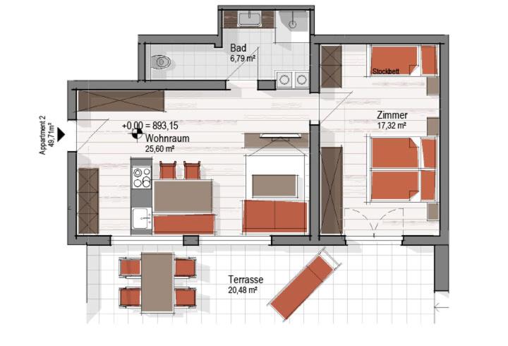 Plán poschodí v ubytovaní Aparthotel Garni Schranz