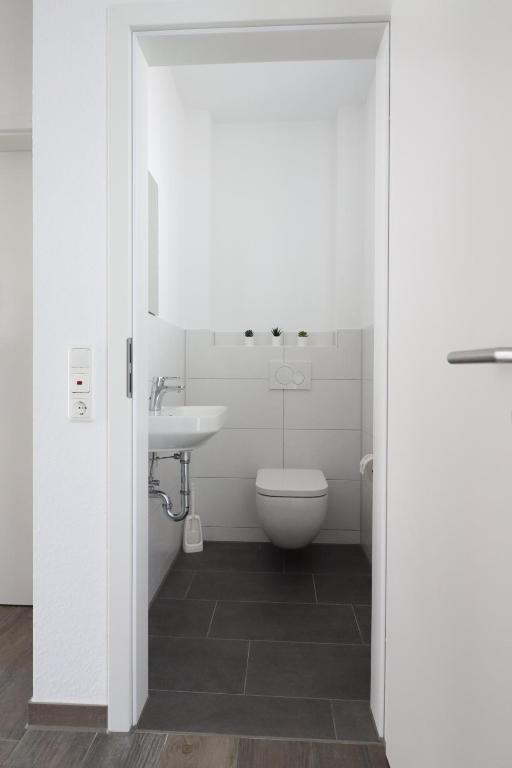 Koupelna v ubytování Ferienhaus im Angerdorf