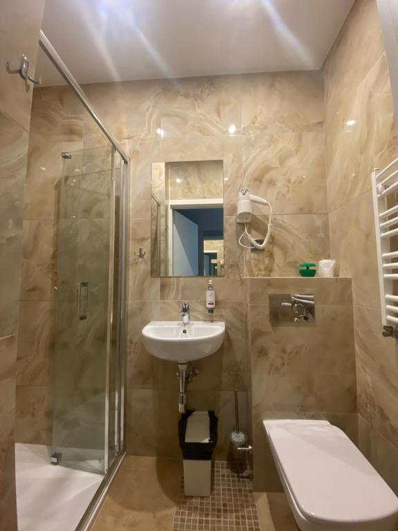 Koupelna v ubytování Hotel Ajax