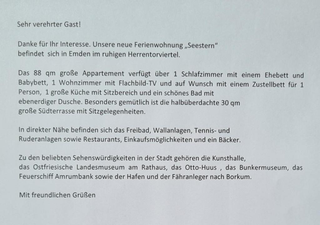 Fotografie z fotogalerie ubytování Seestern Emden v destinaci Emden