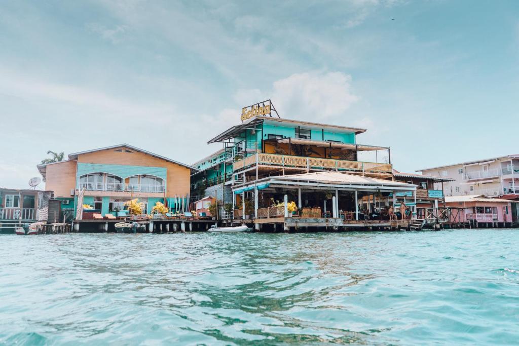 a building on a dock on the water at Selina Bocas del Toro in Bocas del Toro
