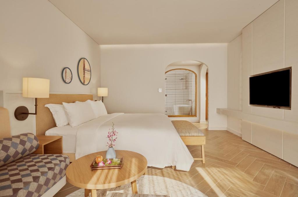 Family Room with One King Bed and Bunk Bed and Sea View