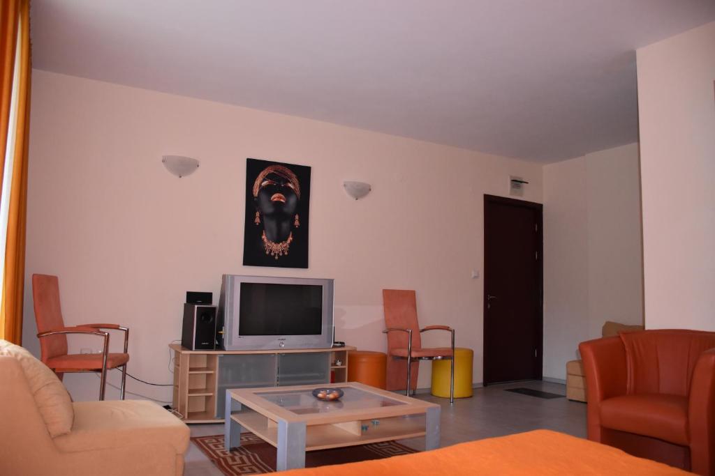 TV a/nebo společenská místnost v ubytování Hotel Sea Star Приморско
