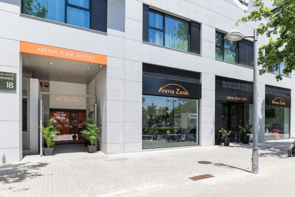 a store front of a modern law building at Arena Zone Hotel in Valencia