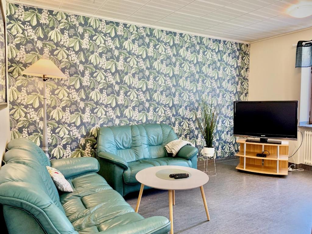 TV a/nebo společenská místnost v ubytování Tornedalens B&B