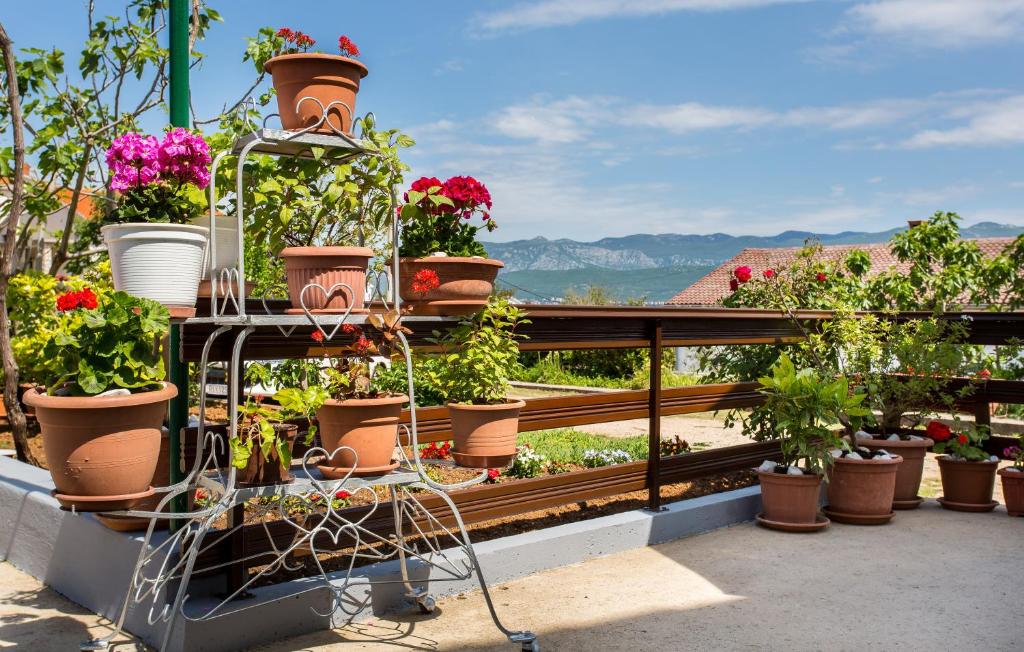 a bunch of potted plants on a balcony at Appartment Rezika in Šilo