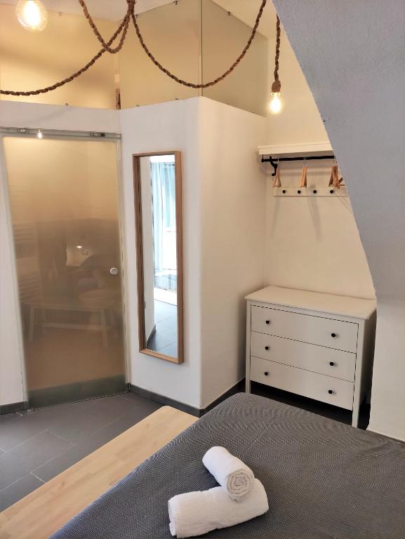 Rúm í herbergi á Villa Cinque Pini