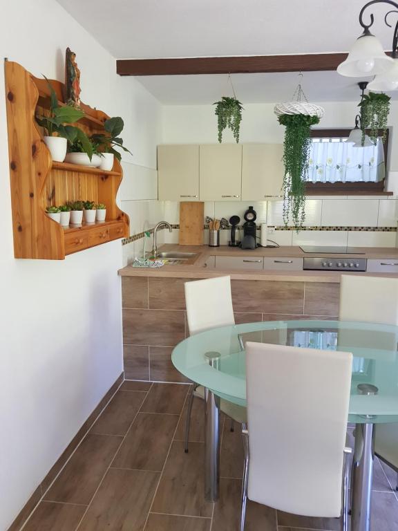 Kuchyň nebo kuchyňský kout v ubytování Ferienwohnung Greilitz beim Forstsee