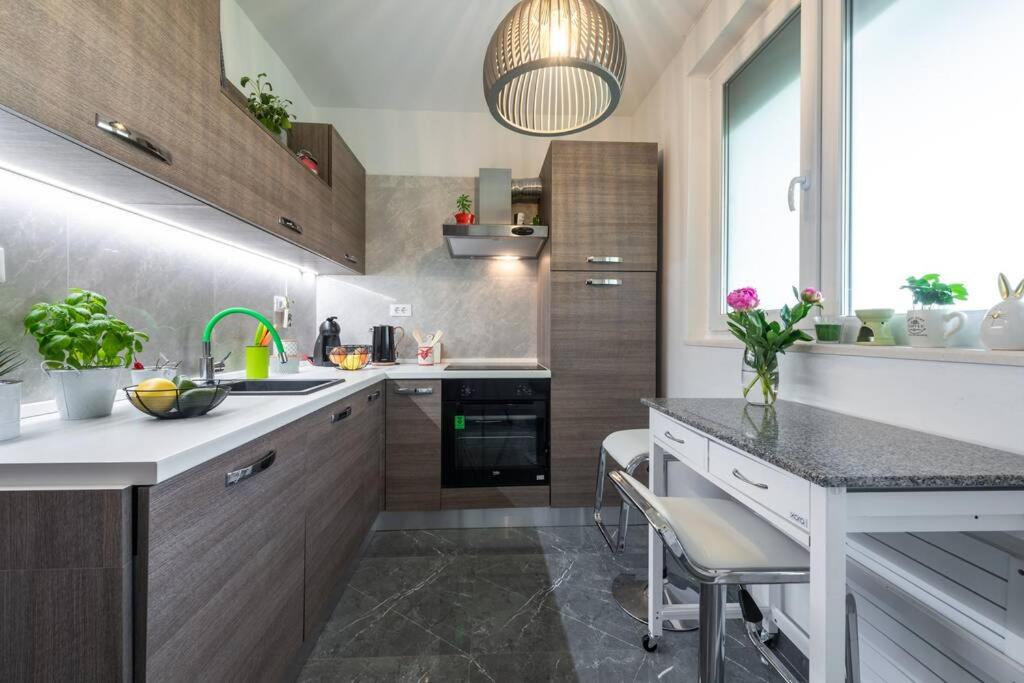 Η κουζίνα ή μικρή κουζίνα στο Apartman Leda