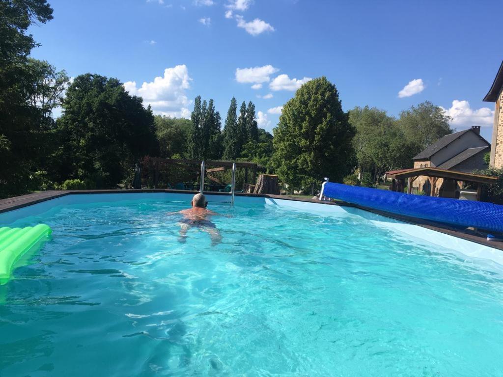 a person swimming in a swimming pool at Lime trees in Arnac-Pompadour