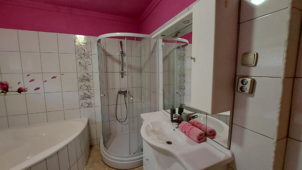 Kúpeľňa v ubytovaní Laci Magánszálláshely